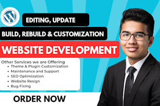build, edit, update, wordpress customization, rebuild wordpress