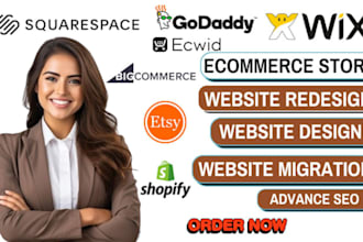 squarespace godaddy wix redesign carrd website shopify bigcommerce ecwid store