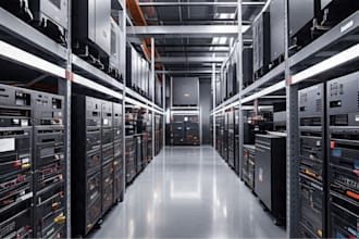 do 3d ai data center with server racks, data storage archive systems