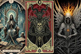 illustrate custom tarot card, oracle card in dark art style or gothic style