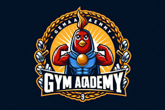 design a powerful gym academy mascot logo to represent strength