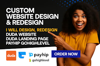 design, redesign duda website duda landing page payhip gohighlevel