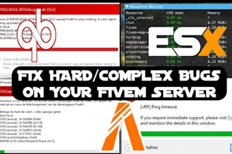 fix fivem bugs, errors, lags, issues on your fivem esx server, qbcore server
