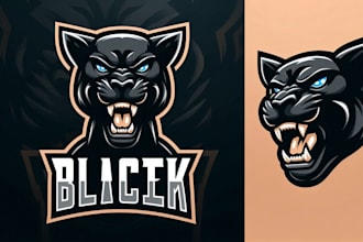 design a powerful black panther mascot logo for your brand