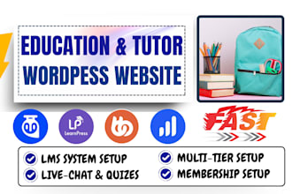 build educational website lms elearning online course education tutor website
