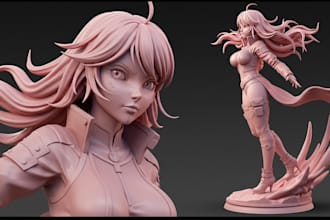sculpt 3d anime figure, anime manga character action figure for 3d printing