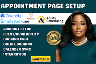 setup simplybook me acuity scheduling, calendly, vagaro booking appointment