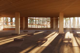 do 3d design and rendering for buildings big space