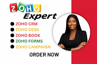 set up and automate zoho CRM, desk, forms, campaigns, and zoho books