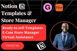 notion templates for gumroad and etsy, ecom store managers virtual assistance