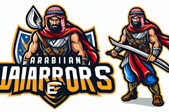 design awesome arabian warriors sports mascot logo within 1 day