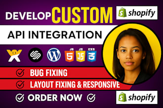 do custom api integration to shopify, wordpress squarespace, wix api integration