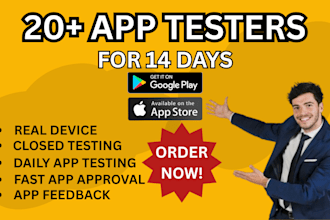 provide 12 or 20 real users for android app testing via google play closed test