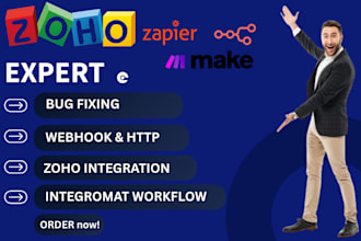 zoho CRM creator zoho developer zoho flow zia ai integrate zapier make com n8n