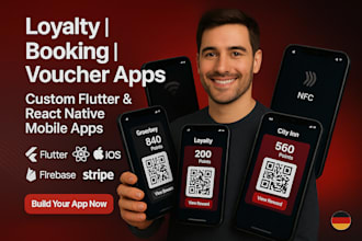 develop loyalty, booking, qr code, gift card mobile app with payment integration