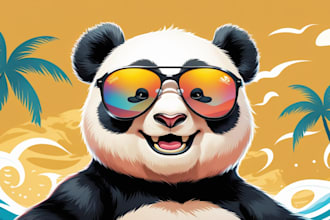 do unique panda with sunglasses logo for your company