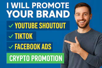 youtube shoutout, tiktok ads, facebook, twitter or crypto promotion