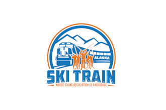 deign powerful elegant ski train logo