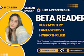 beta read, your horror, paranormal fantasy, romance, cozy or ya adult novel book