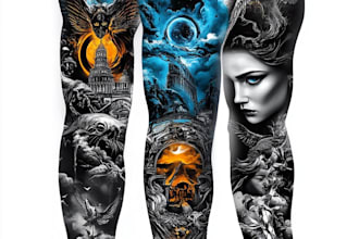 create a custom tattoo design , tattoo sleeve in realism