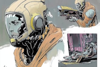 design sketch sci fi, cyberpunk or concept art
