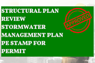 design structural plan stormwater management plan, review pe stamp for permit