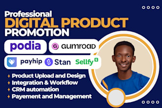 promote digital product with payhip, stanstore, sellfy, gumroad, etsy and podia