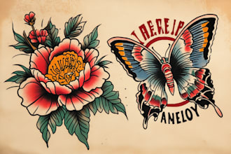 make you a traditional old school tattoo style design
