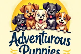 design high quality adventurous puppies mascot logo with unlimited revision