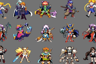 draw pixel art game assets pokémon trainer style sprite sheet animation