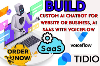 do custom ai chatbot for website or business, ai saas with voiceflow
