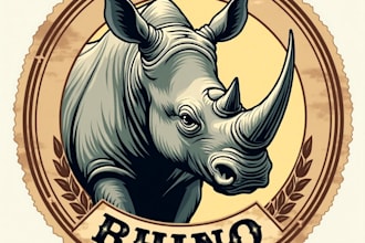 design high quality rhino vintage and rustic logo for your business