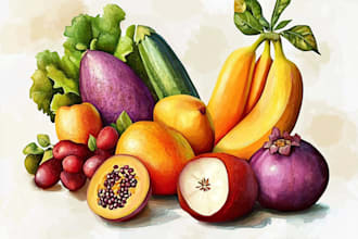 draw realistic illustrations of flowers, plants, fruits, etc