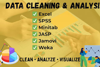 do data cleaning visualization and analysis using excel spss minitab jasp weka