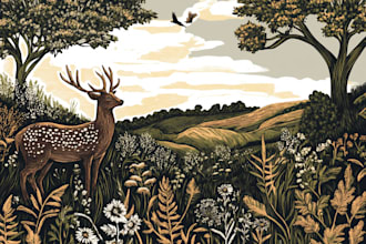 illustrate botanical and animal linocut illustration