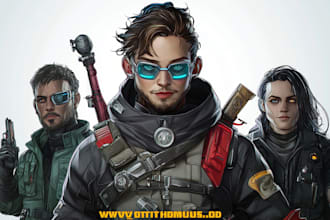 design cyberpunk and fantasy character splash art