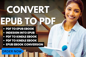 ebook conversion from PDF to word, indesign into epub and amazon kindle formats