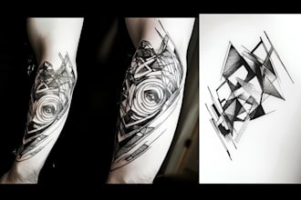 create sleeve tattoo design in geometric style