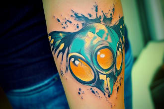 design custom tattoo in watercolor style