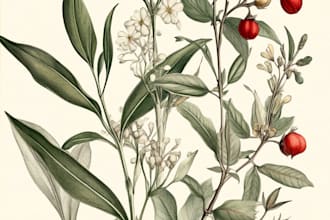 draw vector botanical illustrations of plants and flowers