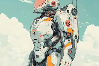 make cyberpunk sci fi robot, mecha character concept art