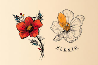 create minimalist line art tattoo with my style