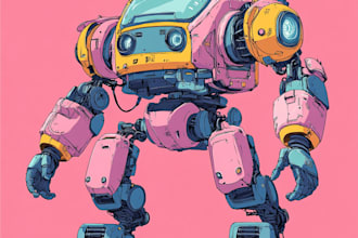 do cyberpunk, sci fi, robot, mecha character concept art
