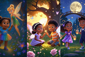 draw african american children book illustration for children book story