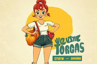 draw retro vintage illustration cartoon character