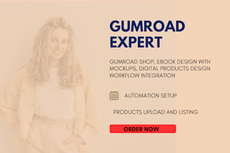 do gumroad shop ebook design digital products mockup design workflow integration