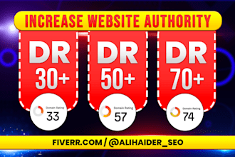 increase ahref DR 70 plus domain rating with seo backlinks no spam score