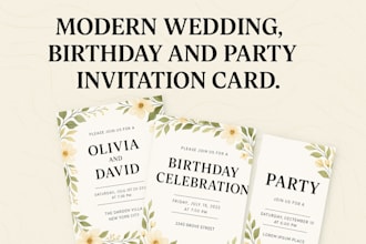 do unique wedding card, birthday card and party card design