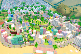 make a realistic low poly roblox map, simulator map, tycoon map, roblox builder