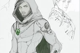 sketch of your character, sci fi fantasy, cyberpunk